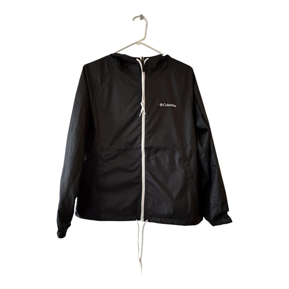 Columbia Flash Forward Hooded Windbreaker Black & White Full-Zip Jacket Size S - Picture 2 of 6